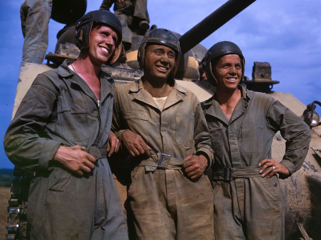 Life at Fort Knox in 1942 - 5. An M4 tank crew poses for a photograph