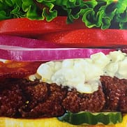Hyperrealistic paintings of greasy hamburgers by conceptual artist Mike Bouchet Hyperrealistic paintings - mike-bouchet10