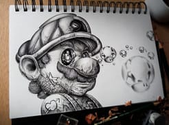 French Artist Pez Transforms Your Favorite Pop Culture Icons Into Dark And Twisted Drawings jumpman-gd-565x418
