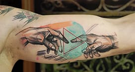 Classical Art Inspired Tattoos That Will Blow Your Mind The-Creation-Of-Adam-Michelangelo-bicep-tattoo