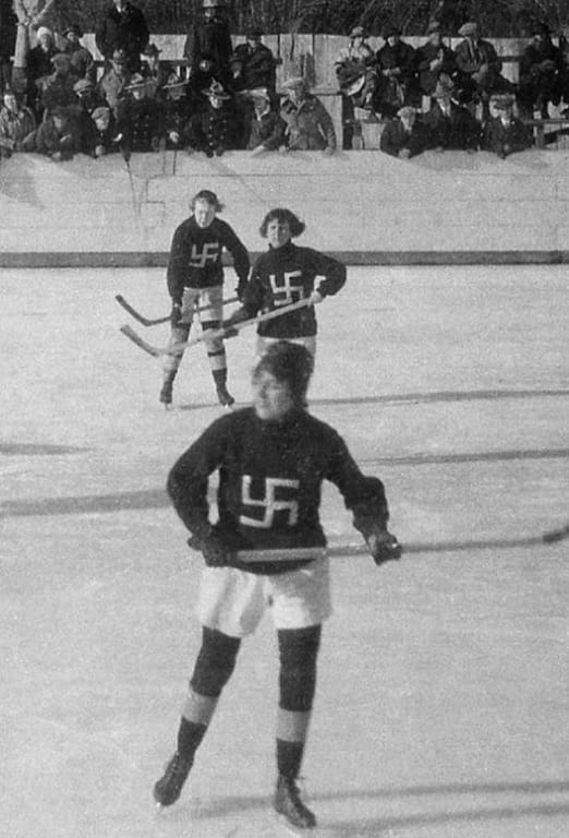 Swastikas in History - The Swastikas girls' hockey team from Edmonton, Canada, around 1916