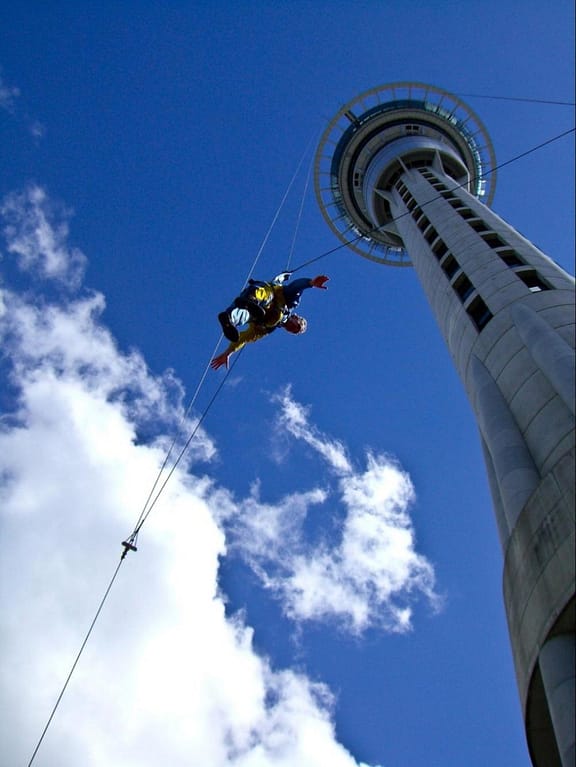 24 of the most creepy places on the planet to look down (56 HQ Photos) Sky Tower is over 1,000 feet tall and dominates the Auckland skyline. If you’re brave enough to leave the observation deck, you can go for a walk on the top of the tower and if you’re a maniac, you can even bungee jump off it.