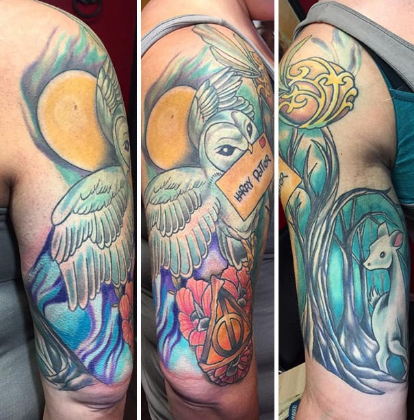 Book-Inspired Tattoos - Harry Potter Half Sleeve Tattoo