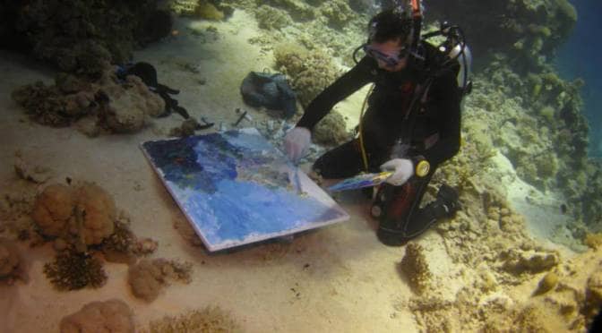 Guinness World Record Breaker Alexander Belozor Paints Underwater