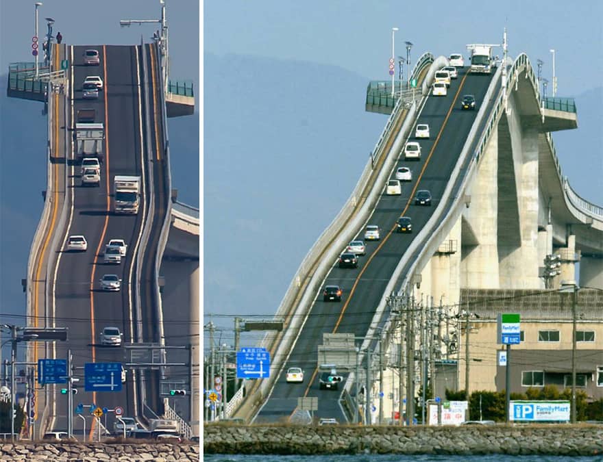 Eshima Ohashi Bridge – The Terrifying Crazy Japanese “Rollercoaster” Bridge