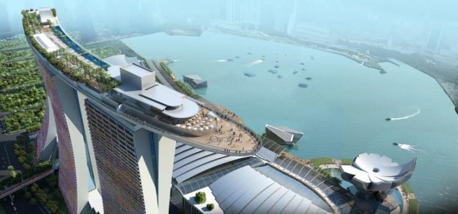 Rooftop swimming pool at the Marina Bay Sands Hotel in Singapore