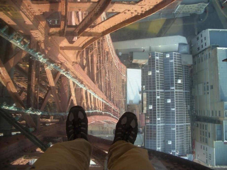 24 of the most creepy places on the planet to look down (56 HQ Photos) Blackpool Tower was opened to the public in 1894. It stands at a height of 518 feet, with an observation deck at the very top. The tower overlooks the piers and amusements of this Victorian town.