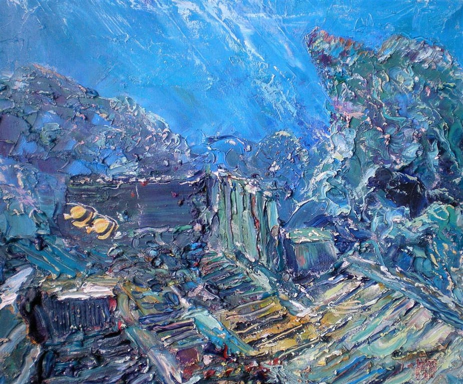 Guinness World Record Breaker Alexander Belozor Paints Underwater - 12