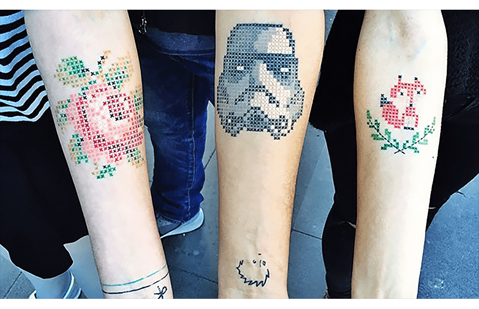 Pixel Art Cross-stitch Tattoos